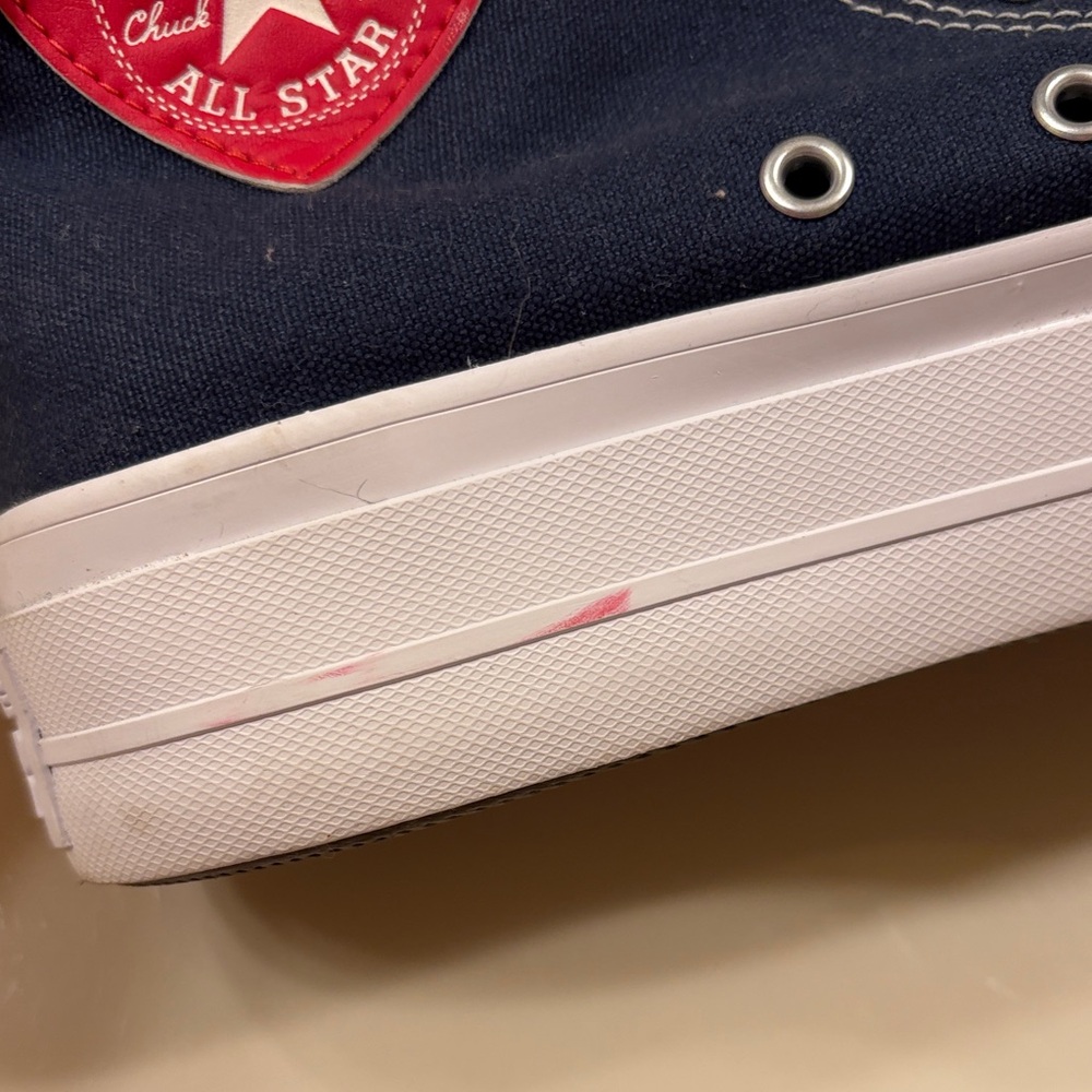 Converse Navy and Red Heart High-Tops - Picture 8 of 9